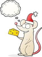 freehand drawn thought bubble cartoon christmas mouse vector