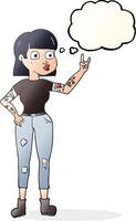 freehand drawn thought bubble cartoon rock girl vector