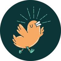 icon of a tattoo style happy bird vector