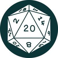 icon of natural 20 D20 dice roll vector