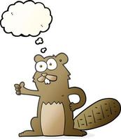 freehand drawn thought bubble cartoon beaver vector