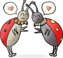 freehand drawn speech bubble cartoon ladybugs greeting vector