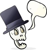 freehand drawn speech bubble cartoon skull wearing top hat vector
