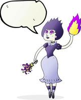 freehand drawn speech bubble cartoon vampire girl casting fireball vector