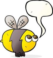 Abeja de dibujos animados de burbujas de discurso dibujado a mano alzada vector