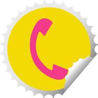 circular peeling sticker cartoon telephone handset vector