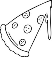 quirky line drawing cartoon slice of pizza vector