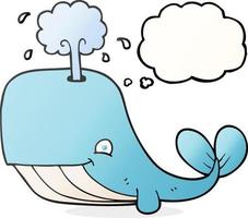 freehand drawn thought bubble cartoon whale spouting water vector