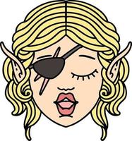 Retro Tattoo Style elf rogue character face vector