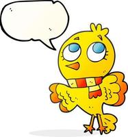 cute freehand drawn speech bubble cartoon bird vector