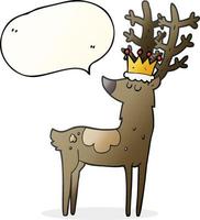 freehand drawn speech bubble cartoon stag king vector