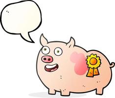 freehand drawn speech bubble cartoon prize winning pig vector