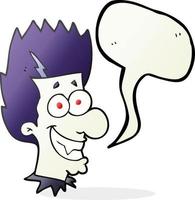 freehand drawn speech bubble cartoon grinning vampire vector