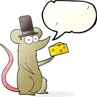 freehand drawn speech bubble cartoon mouse with cheese vector