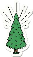 sticker of a tattoo style pine tree vector