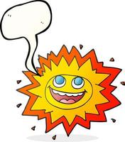 happy freehand drawn speech bubble cartoon sun vector