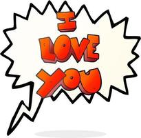 I love you freehand drawn speech bubble cartoon symbol vector