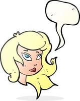 freehand drawn speech bubble cartoon female face vector