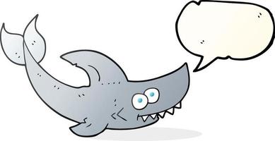 Tiburón de dibujos animados de burbujas de discurso dibujado a mano alzada vector