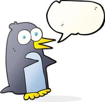 freehand drawn speech bubble cartoon penguin vector