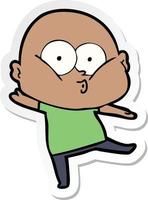 sticker of a cartoon bald man staring vector