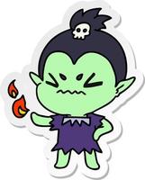 sticker cartoon of cute kawaii vampire girl vector