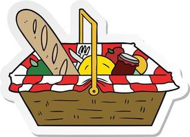 sticker of a cartoon picnic basket vector