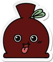 sticker of a cute cartoon sack vector