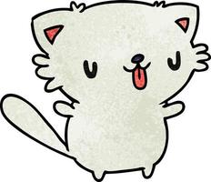 textured cartoon of cute kawaii cat vector