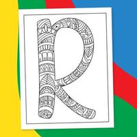 A to Z Hand-drawn Mandala Alphabet letter Coloring page. alphabet letter flower coloring book pages. A-Z letter mandala coloring page doodle. vector