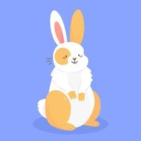 Cute spotted rabbit isolated on the background. Vector illustration with a hare character. 2023 is the year of the rabbit.