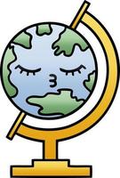 gradient shaded cartoon globe of the world vector