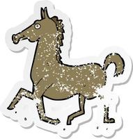 retro distressed sticker of a cartoon horse vector