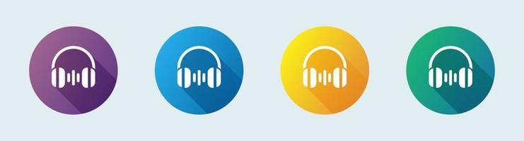 Headphone solid icon in flat design style. Headset signs vector illustration.