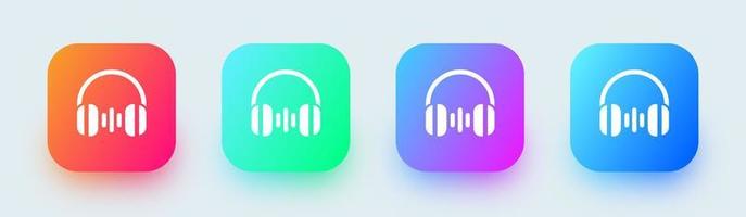 Headphone solid icon in square gradient colors. Headset signs vector illustration.