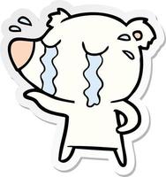 sticker of a cartoon crying polar bear vector