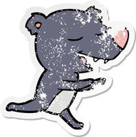 distressed sticker of a cartoon bear vector