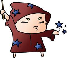 gradient cartoon  cute kawaii wizard child vector