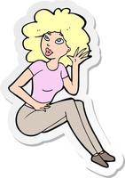 sticker of a cartoon woman listening vector