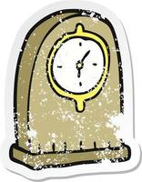 retro distressed sticker of a cartoon old clock vector