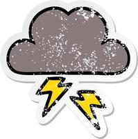 distressed sticker of a cute cartoon storm cloud vector