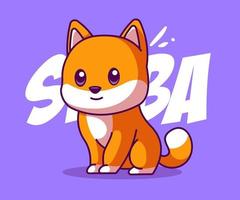 Cute Shiba Inu Dog Sitting Cartoon Vector Icon Illustration.