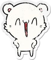 distressed sticker of a happy polar bear cartoon vector