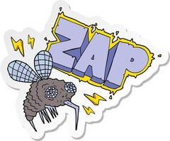 sticker of a cartoon fly zapped vector