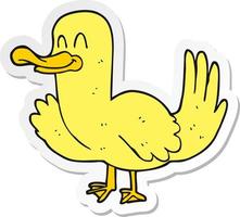 sticker of a cartoon duck vector