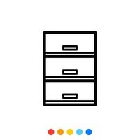 Drawer cabinet icon, Vector and Illustration.