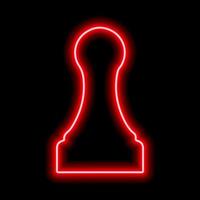 Neon red contour chess figure pawn on a black background vector