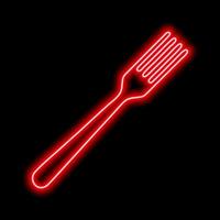 Neon red fork silhouette on a black background vector