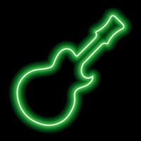 silueta de guitarra de neón verde simple sobre un fondo negro vector