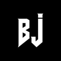 diseño del logotipo de la letra bj. letras iniciales del icono del logotipo de bj gaming para empresas de tecnología. plantilla de diseño de logotipo mínimo tech letter bj. vector de diseño de letra bj con colores blanco y negro. mamada